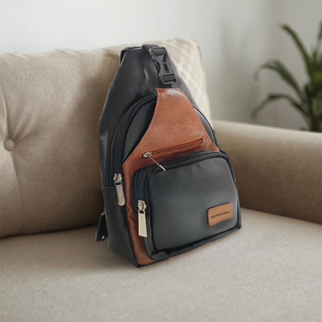 BROWN LEATHER SLING-BAG